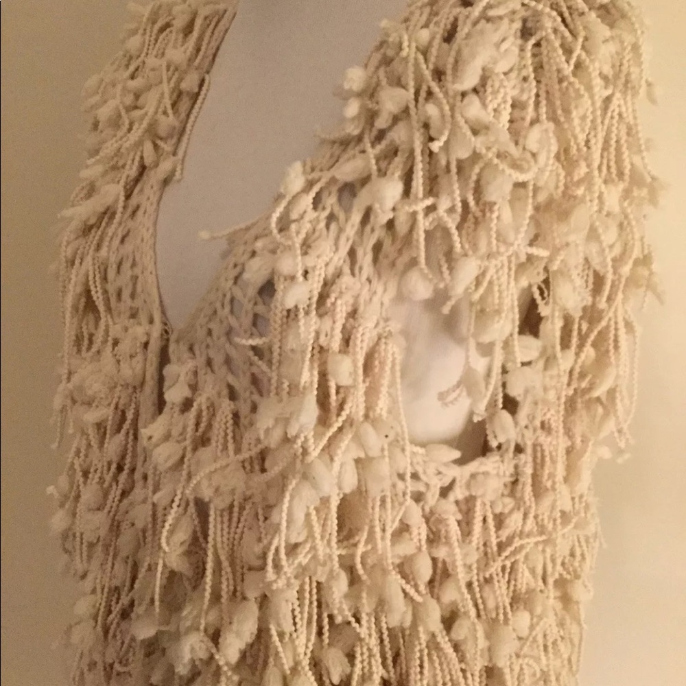 Camille & Co ivory fringe sweater vest NWT - Picture 5 of 8